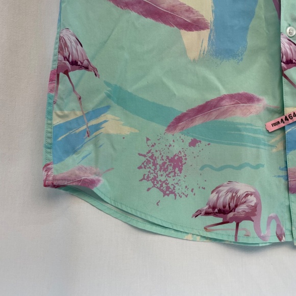 TEAMLTD Living the Dream Short Sleeve Button Down Flamingo Tropical Men’s Large - Picture 15 of 15